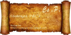 Csaknyai Pál névjegykártya